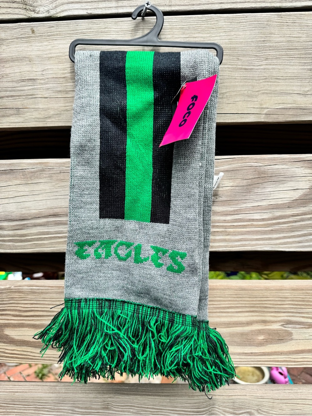 Gray and Green Philadelphia Eagles Fringe Scarf NWT